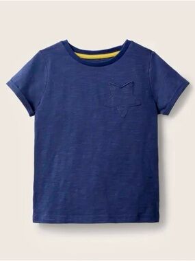 Mini Boden Navy Blue Star Pocket Short Sleeve T-Shirt Size 9-10